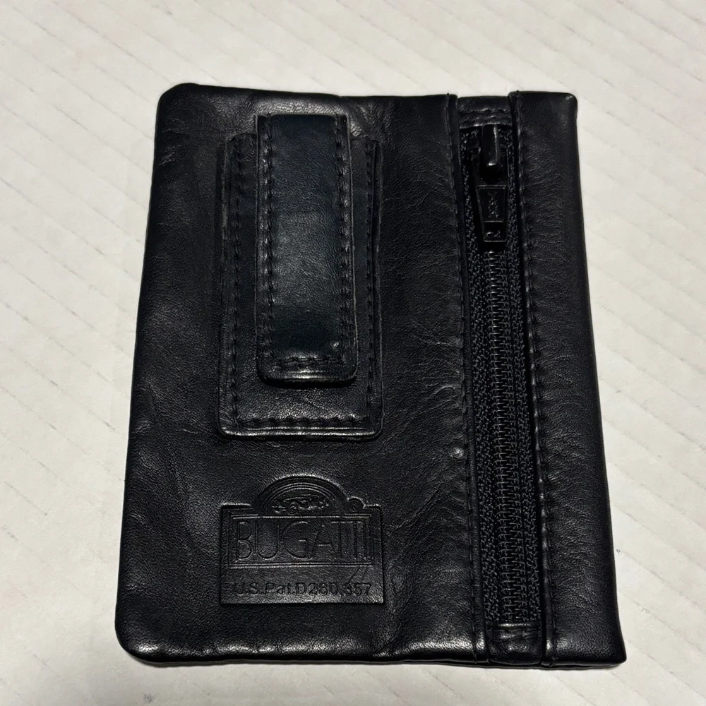 Bugatti vintage leather zip money clip on pouch